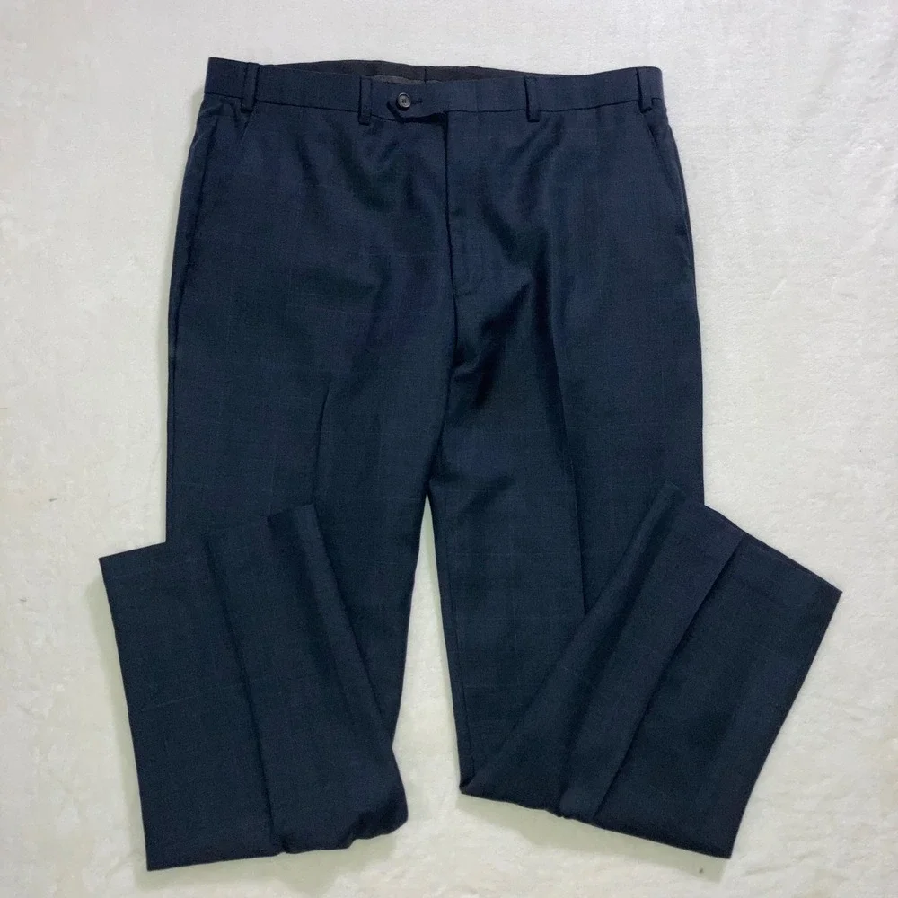 Lauren Ralph Lauren Mens 36x32 Blue 100% Wool Windowpane Dress Pants Trousers
